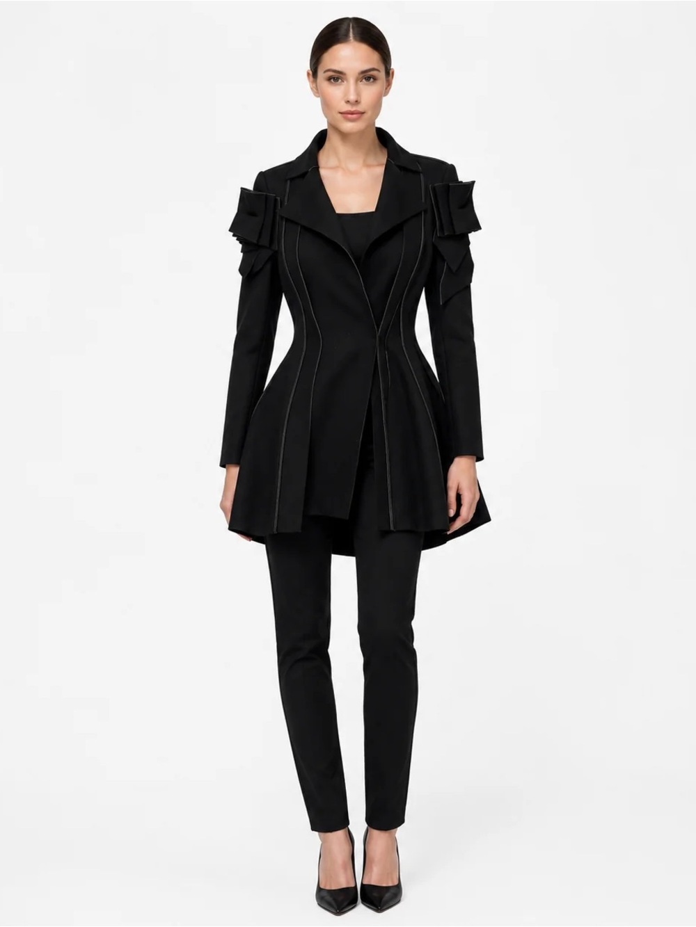 Marie Saint Pierre Black Scuba Bow Jacket Size 3 US M